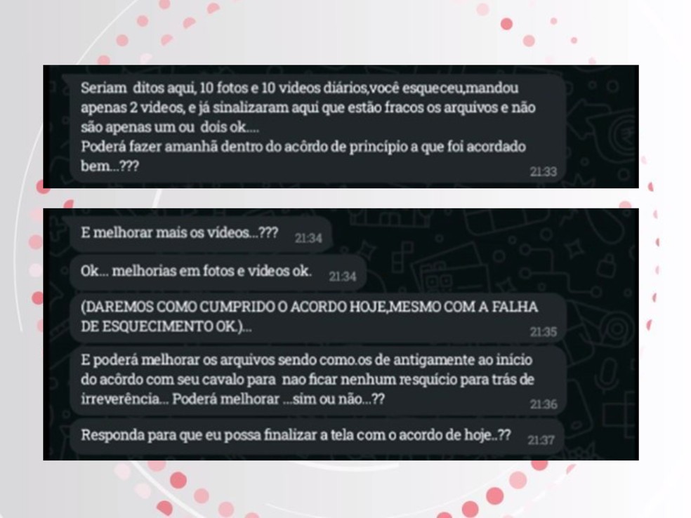 Mensagens que suspeitos enviavam às adolescentes — Foto: Divulgação/RPC