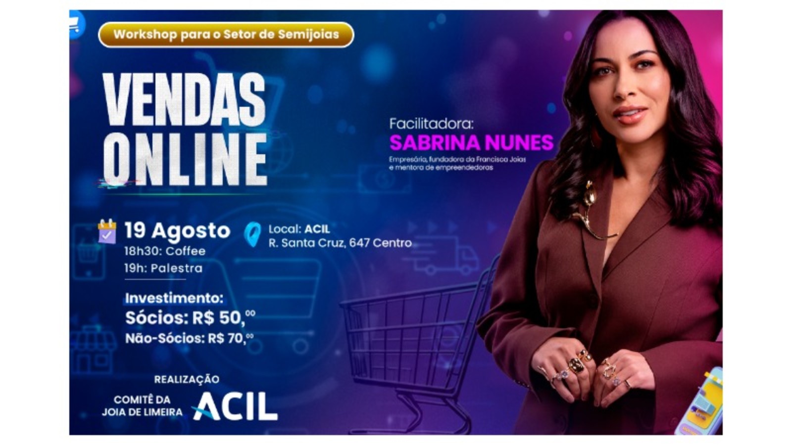 Workshop vai ensinar estratégias de vendas online para o setor de semijoias