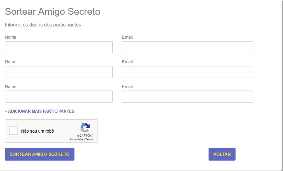 'SorteioGo' � outro site que pode facilitar o seu amigo secreto � Foto: Reprodu��o