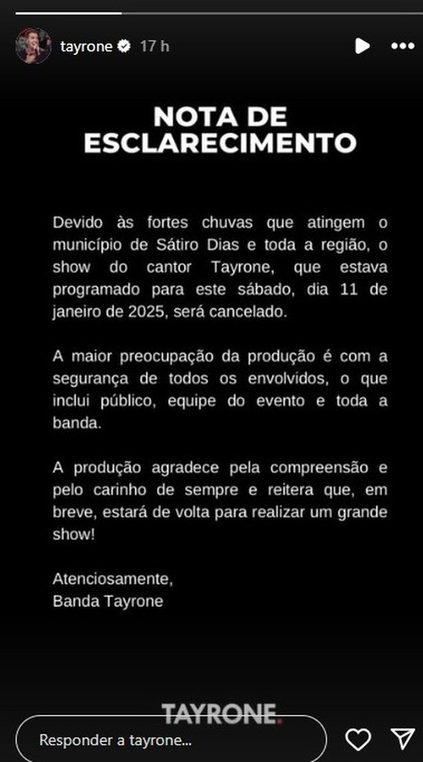Tayrone era uma das atrações da festa. — Foto: Redes Sociais
