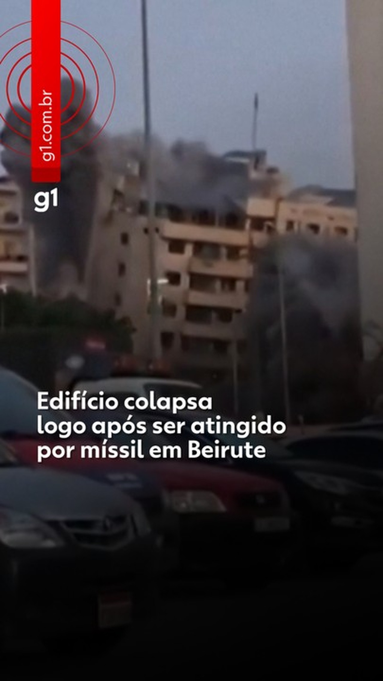 Edifício colapsa logo após ser atingido por míssil em Beirute