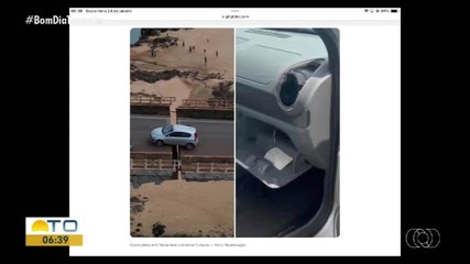 Objetos de carro foram furtados enquanto estava preso em fenda ponte que desabou