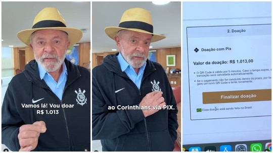 Lula faz doação ao Corinthians para provar que não há taxa no PIX - Foto: (Reprodução)