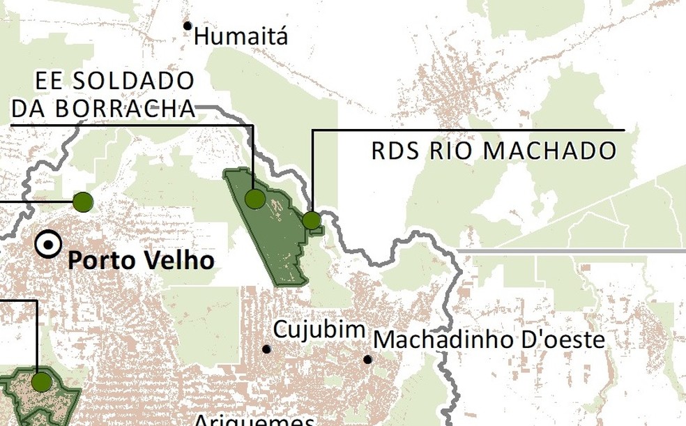 Localização da Esec Soldado da Borracha em Rondônia — Foto: WWF/Reprodução
