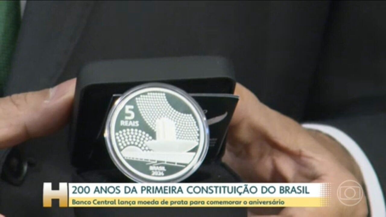 Veja detalhes da moeda lançada em comemoração aos 200 anos da primeira  Constituição do Brasil