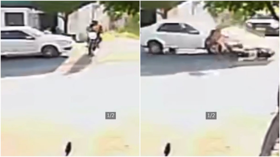 Motociclista sem habilitação é atropelado ao tentar fugir da polícia rodoviária em Boa Viagem — Foto: Reprodução