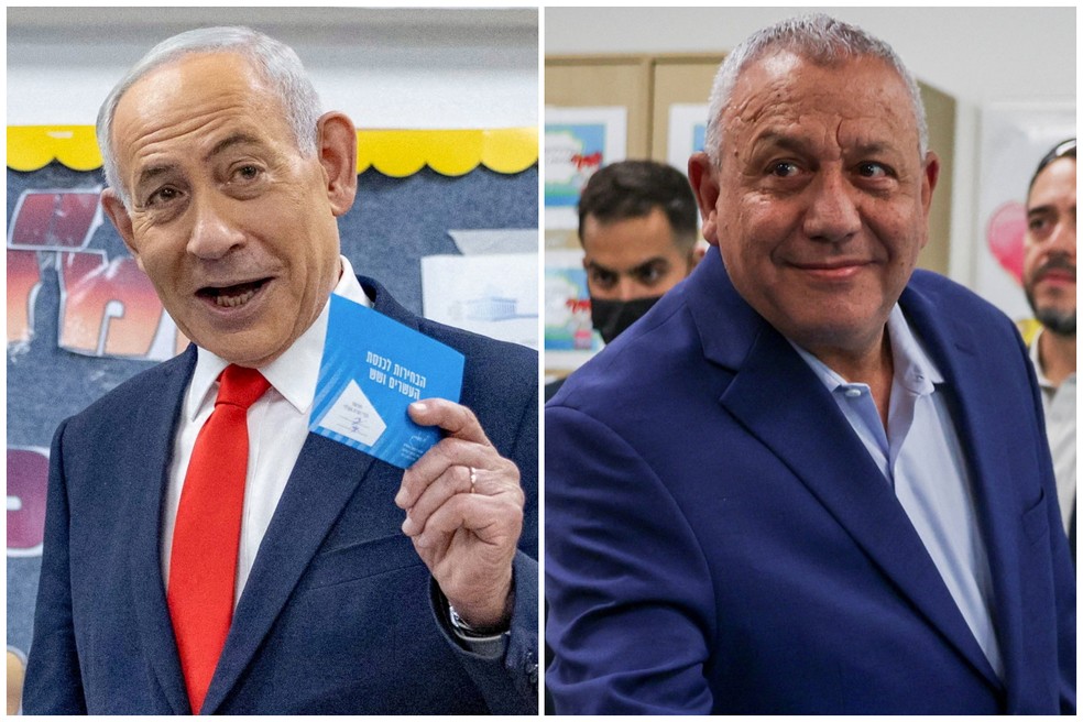 Benjamin Netanyahu e Gadi Eisenkot — Foto: Yonatan Sindel/Pool via REUTERS e REUTERS/Shir Torem