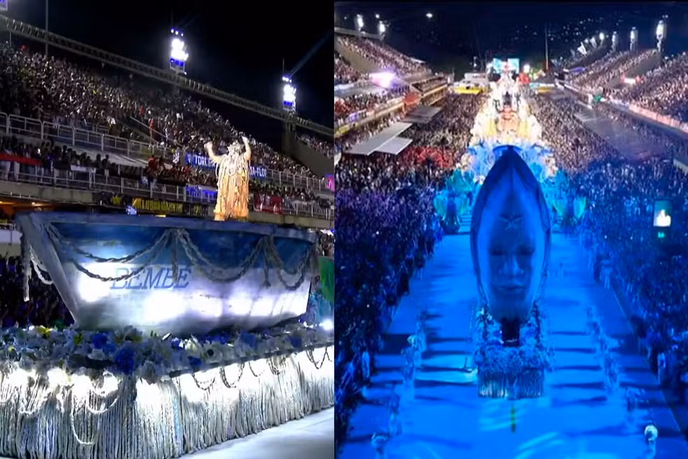 Beija-Flor gastou mais de R$ 1 milhão em estrutura que vira Iemanjá em pleno desfile — Foto: Globo