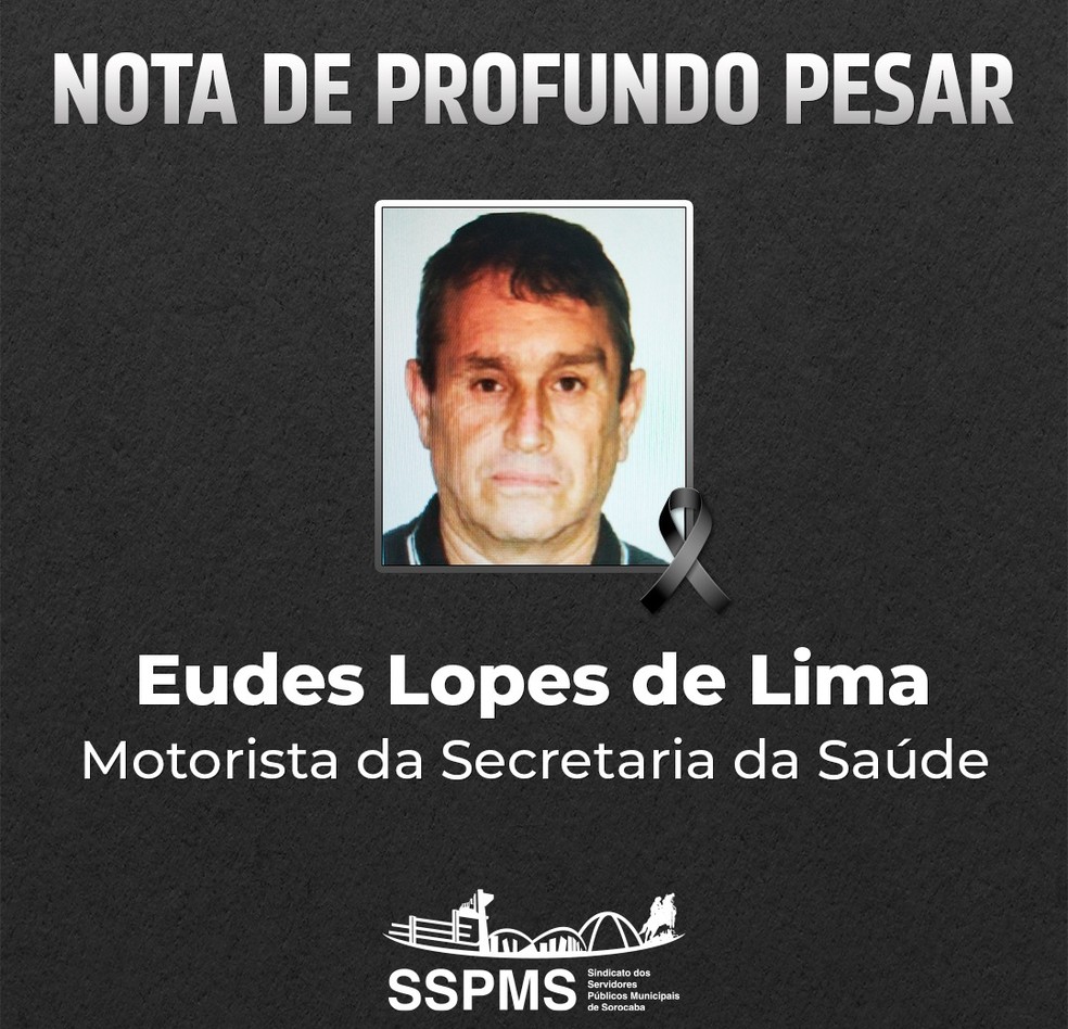 Sindicato divulgou nota de pesar após morte de motorista em acidente com veículo da Saúde de Sorocaba (SP) — Foto: SSPMS/Divulgação