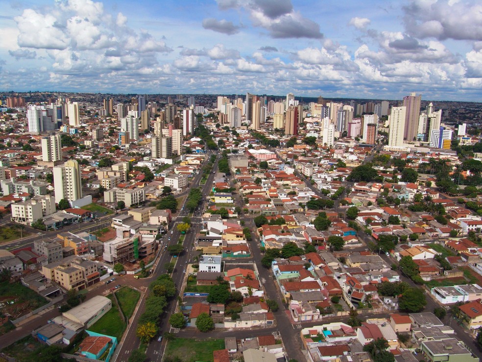 Vista aérea da área central de Uberlândia — Foto: Valter de Paula/Prefeitura de Uberlândia