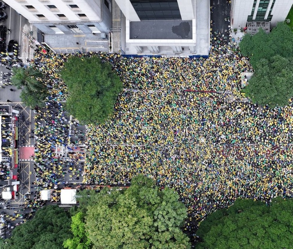 Foto usada na contagem de pessoas no ato na Paulista pró-anistia — Foto: Reprodução/Monitor do Debate Político no Meio Digital & More in Common