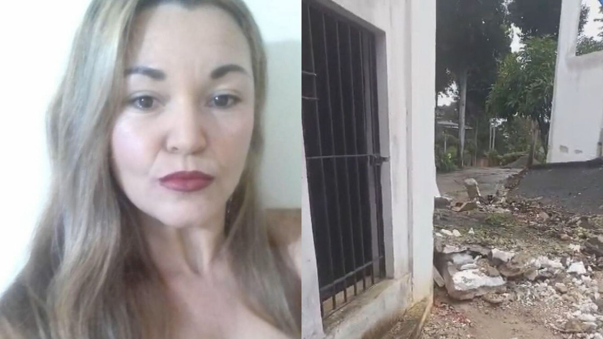 Mulher morre após marquise desabar por cima dela e corpo fica preso sob escombros, em Paudalho