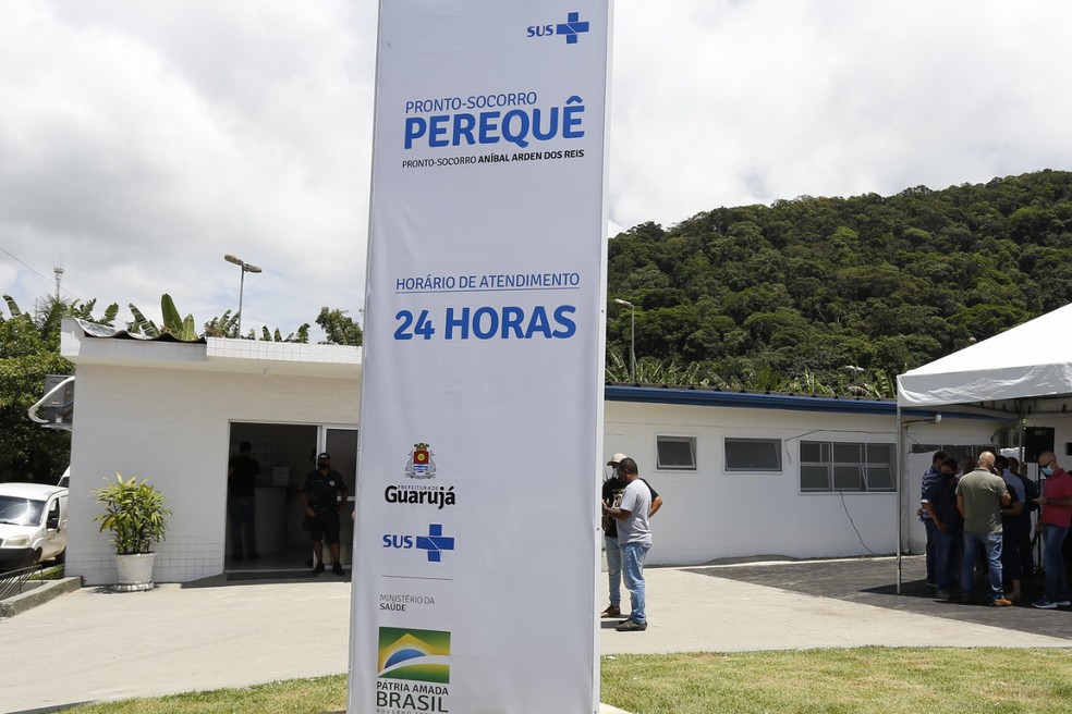 Suspeita pediu ajuda no Pronto-Socorro Perequê após esfaquear o marido em Guarujá (SP) — Foto: Prefeitura de Guarujá