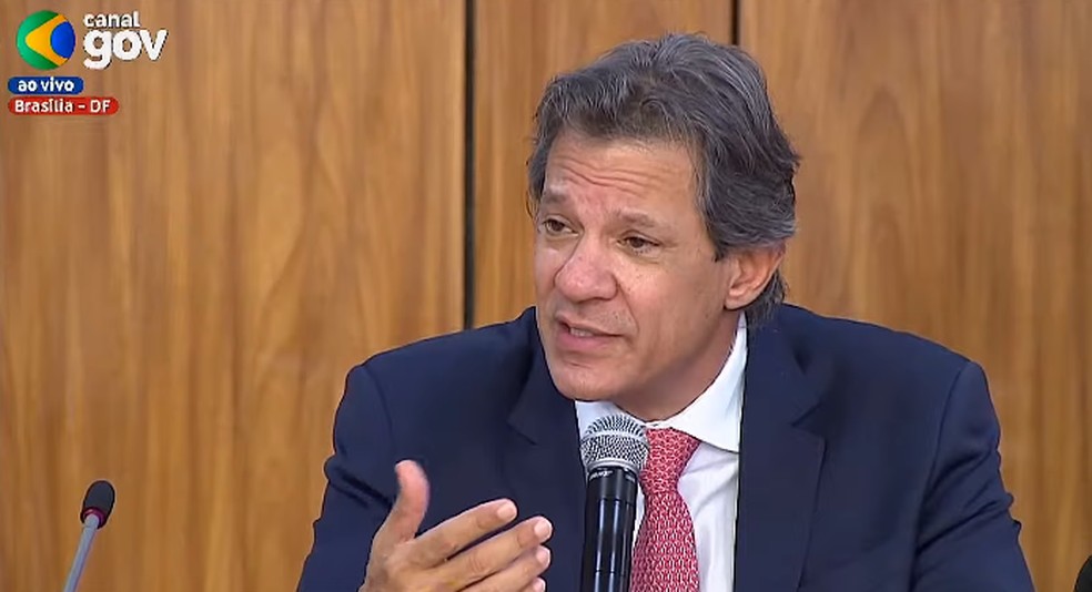 Ministro da Fazenda, Fernando Haddad, em evento com empres&aacute;rios. &mdash; Foto: Reprodu&ccedil;&atilde;o/CanalGov