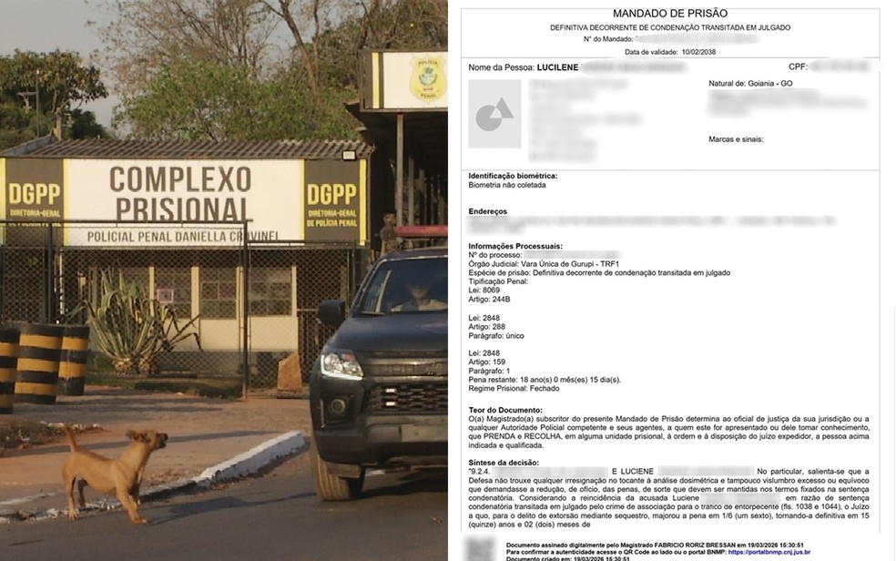 Lucilene, a irmã gêmea inocente, ficou dois dias no complexo prisional de Aparecida de Goiânia por causa do erro no mandado de prisão — Foto: Reprodução/ TV Anhanguera