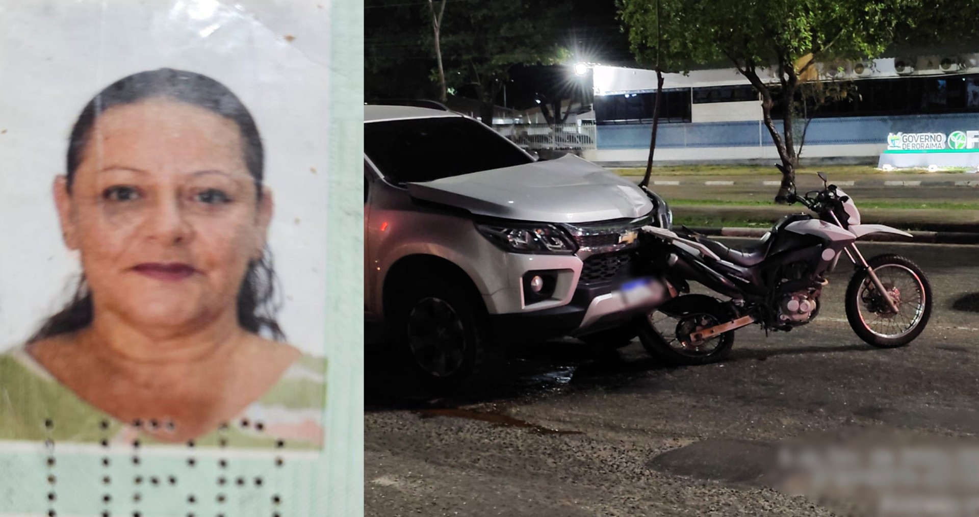 Mulher em moto morre em batida com caminhonete na avenida Ville Roy, em Boa Vista