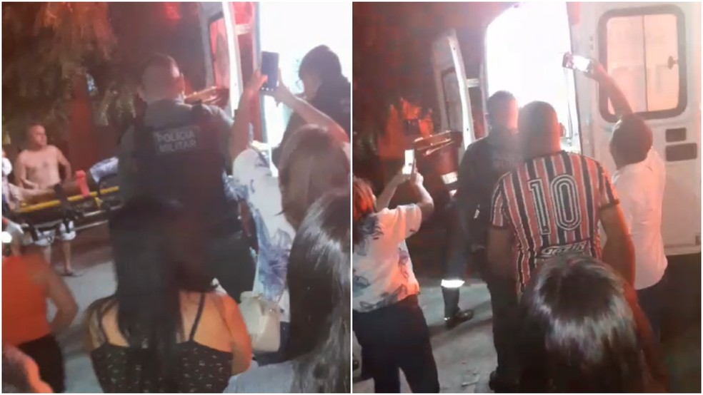 Suspeito de matar a companheira e ferir adolescente foi socorrido após atentar contra a própria vida. — Foto: Reprodução