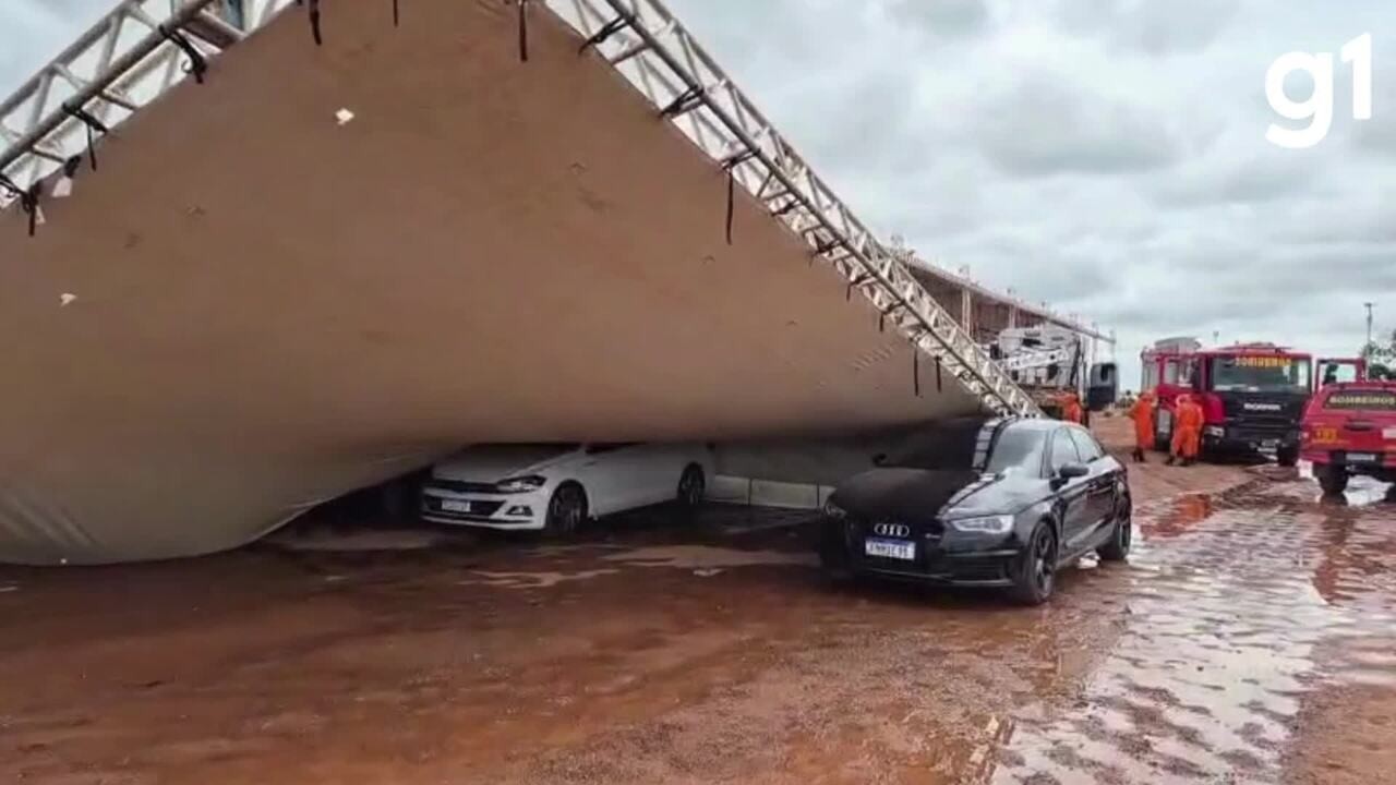 VÍDEO: veja como ficou estrutura da Stock Car após ventania em parque de Cuiabá