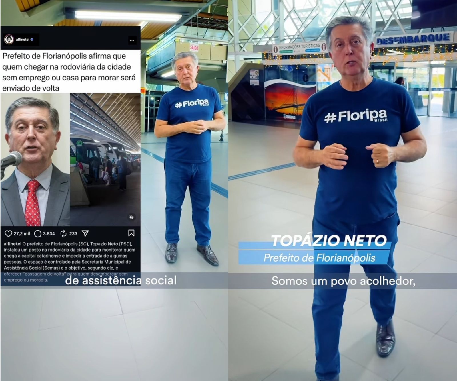 Defensoria Pública questiona 'devoluções' de pessoas na rodoviária de Florianópolis e recomenda suspensão de triagem