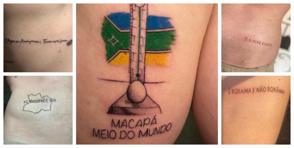 Tatuagens que Simon já fez ao redor do Brasil. — Foto: Arquivo Pessoal
