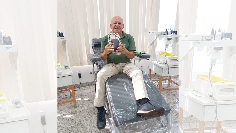 Joaquim Garcia fez a última doação de sangue no Hemonúcleo de Jaú (SP) — Foto: Hospital Amaral Carvalho/Divulgação