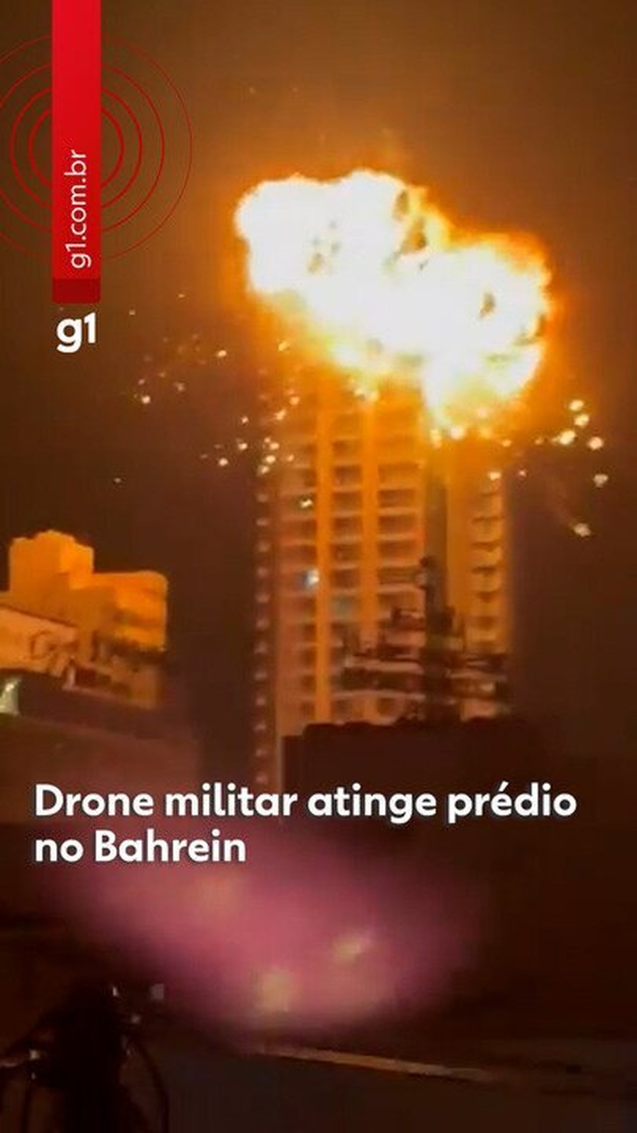 VÍDEO: Drone militar atinge prédio residencial no Bahrein e explode