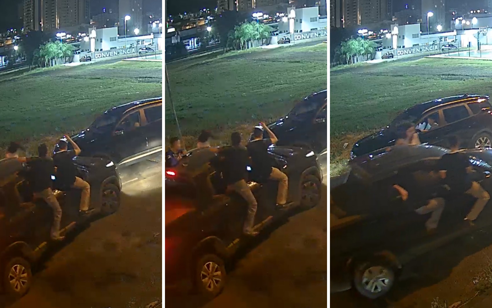 VÍDEO: Caminhonete com jovens pendurados na janela bate em carro parado em Franca; motorista fugiu