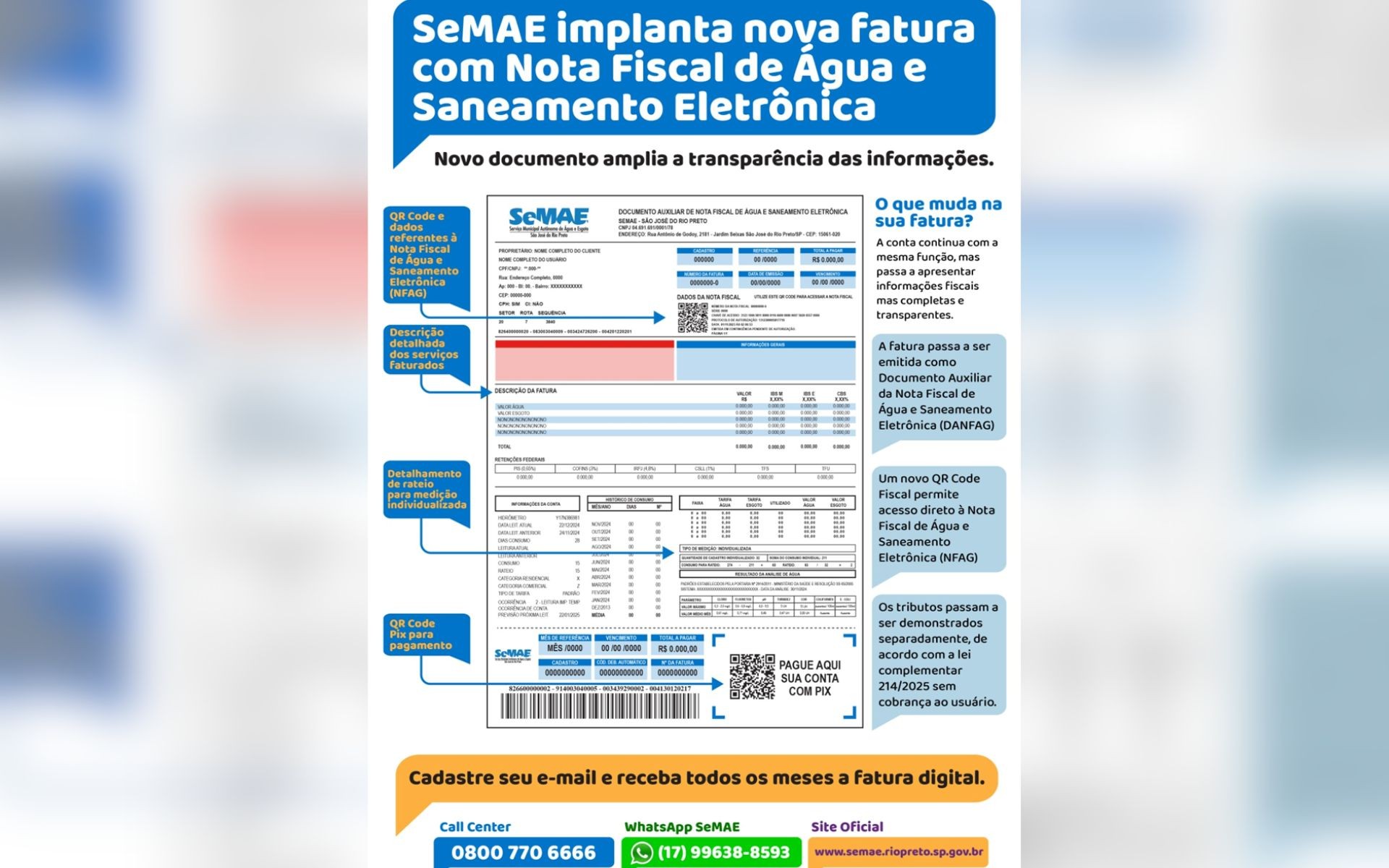 Semae deixará de entregar talão físico a moradores de Rio Preto; saiba como ter acesso à fatura digital 