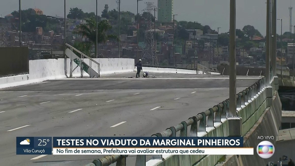 Prefeitura De Sp Faz Testes De Carga Em Viaduto Que Cedeu Na Marginal