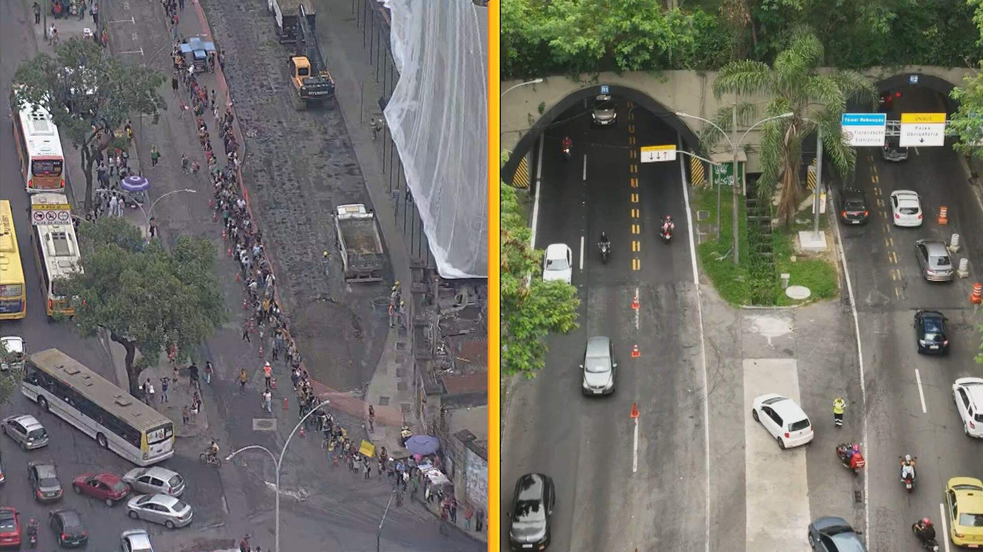 Atraso de mais de 2 horas para a reabertura do Túnel Rebouças dá nó no trânsito na região central do Rio
