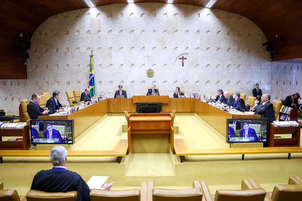 Ministros do STF durante julgamento nesta quinta-feira (20), em Brasília. — Foto: Gustavo Moreno/STF