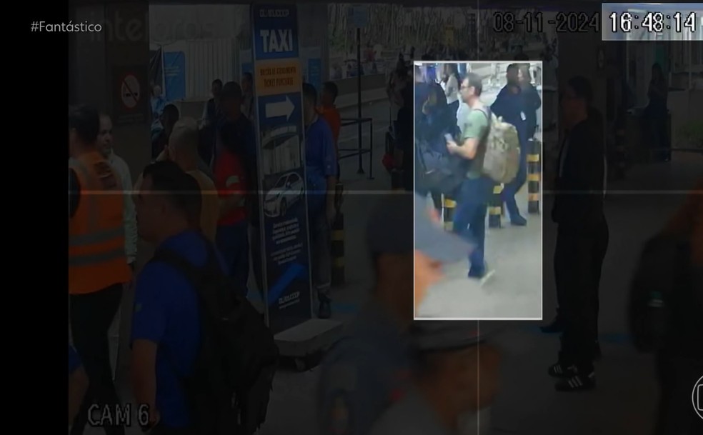 Imagens de câmera de segurança mostram Alfredo no Terminal 2 — Foto: Reprodução/TV Globo