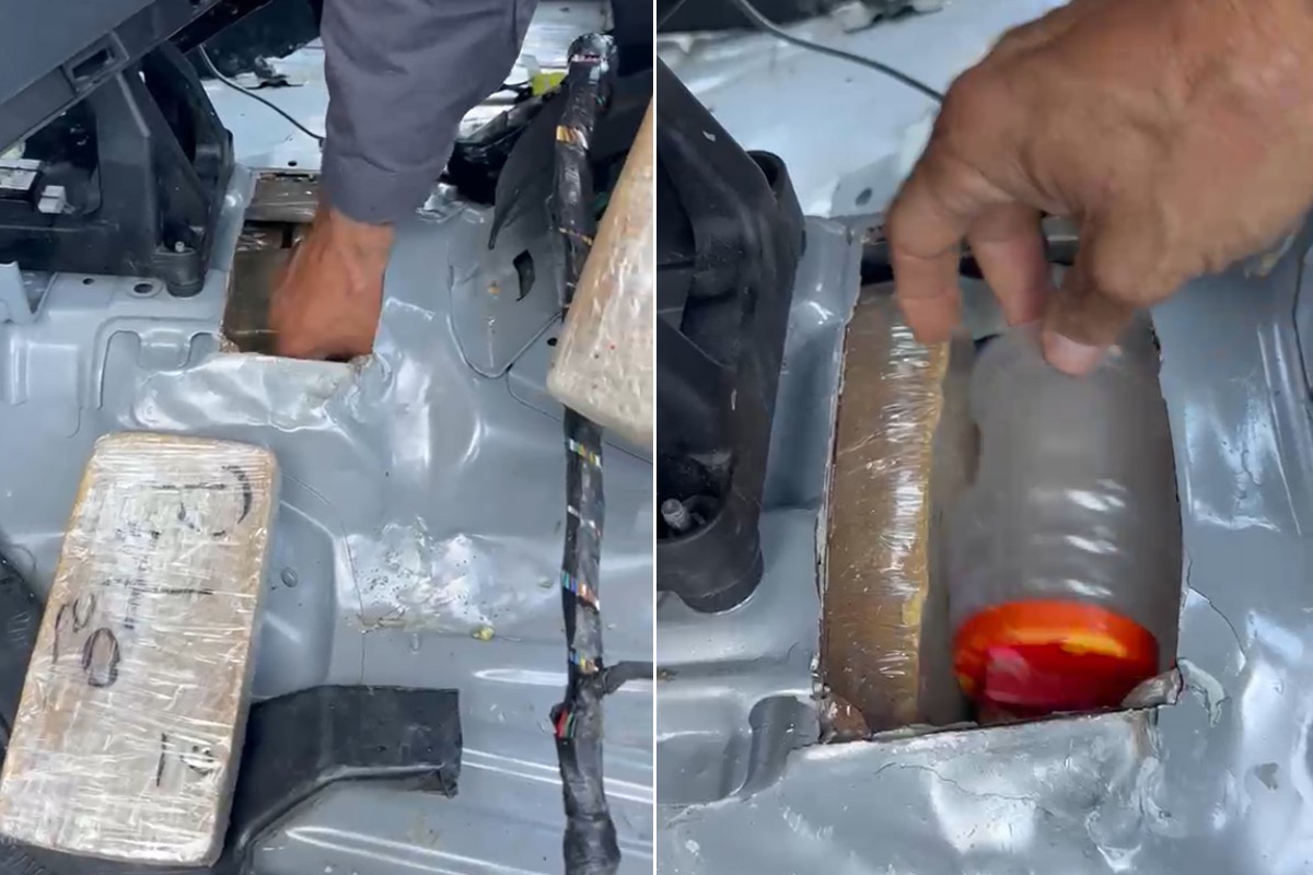 VÍDEO: Policiais encontram fundo falso com 38 tijolos de pasta de cocaína em carro e prendem boliviano no interior de SP