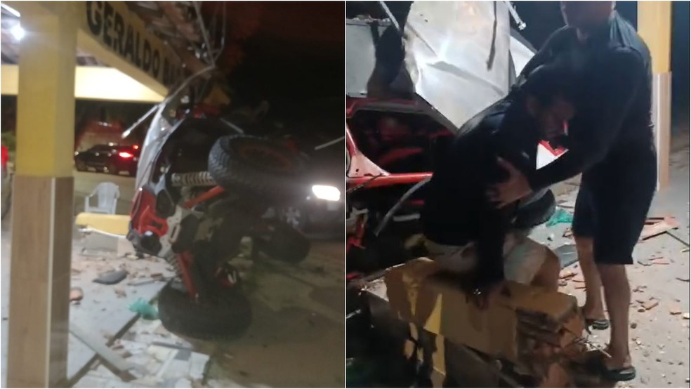 Quadriciclo que derrubou coluna de bar na Praia do Cumbuco não pode circular em rodovias — Foto: Reprodução