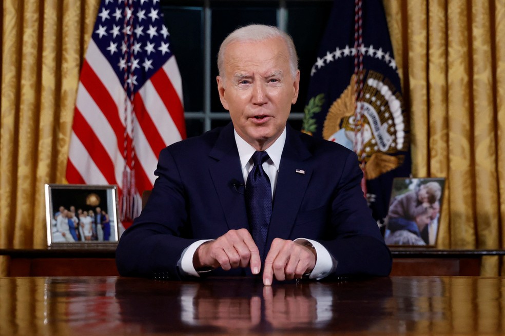 Joe Biden durante pronuncimaneto em 19 de outubro de 2023 — Foto: Jonathan Ernst/Reuters