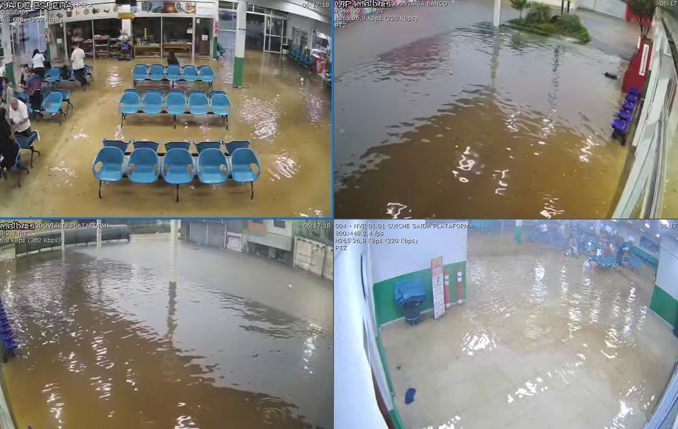 Chuva forte alaga rodoviária, mas não causa danos em Extrema (MG) — Foto: Defesa Civil