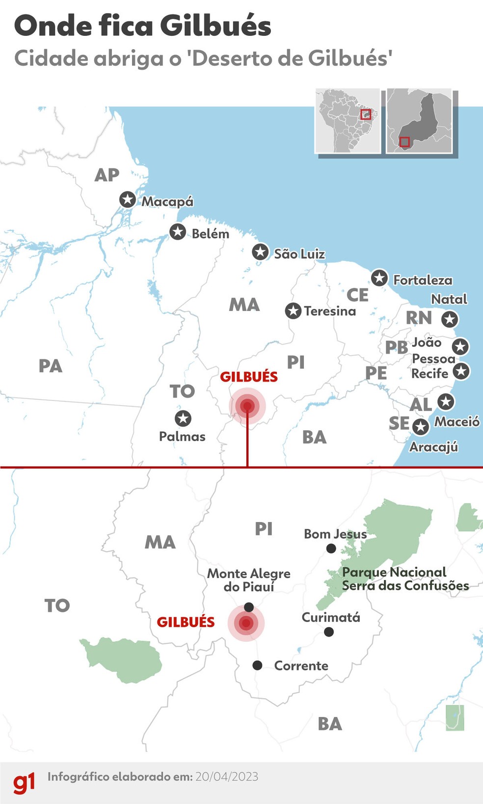 Mapa de Gilbués-PI — Foto: g1