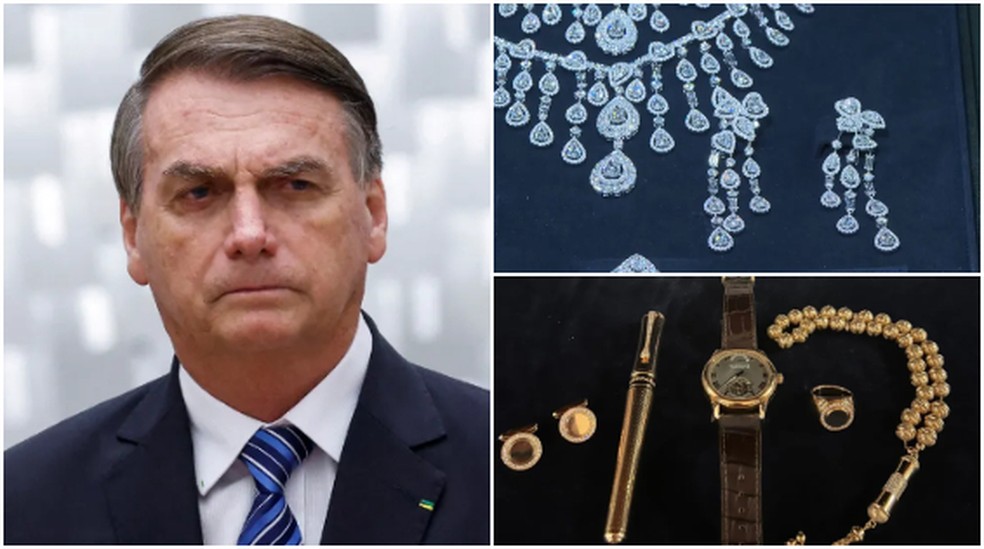 Bolsonaro e as joias — Foto: Reuters/Adriano Machado/File Photo; Reprodução/Jornal Nacional; Arquivo pessoal