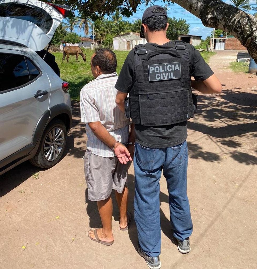 Idoso foi preso em Ceará-Mirim, após agressão contra sobrinha — Foto: Polícia Civil/Divulgação