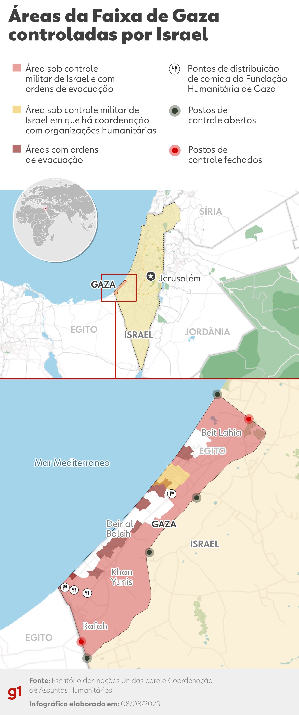 Faixa de Gaza: Israel já controla quase todo o território e agora quer ocupação total; veja mapa e história
