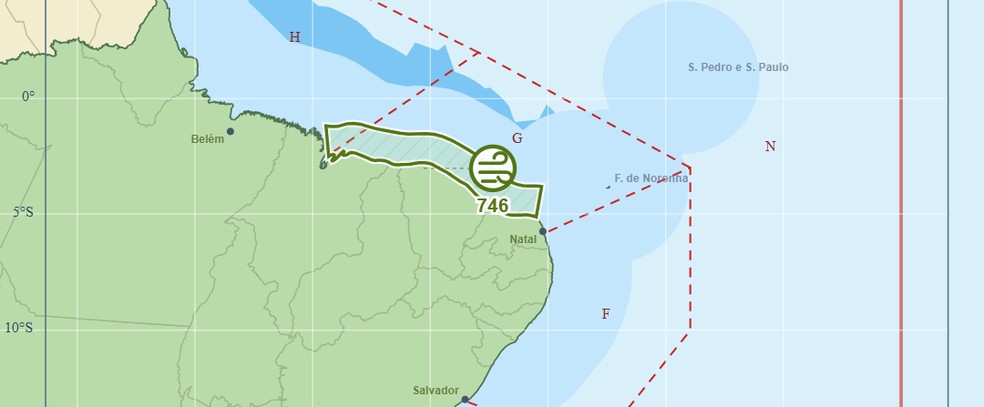 Litoral do RN no alerta — Foto: Marinha do Brasil