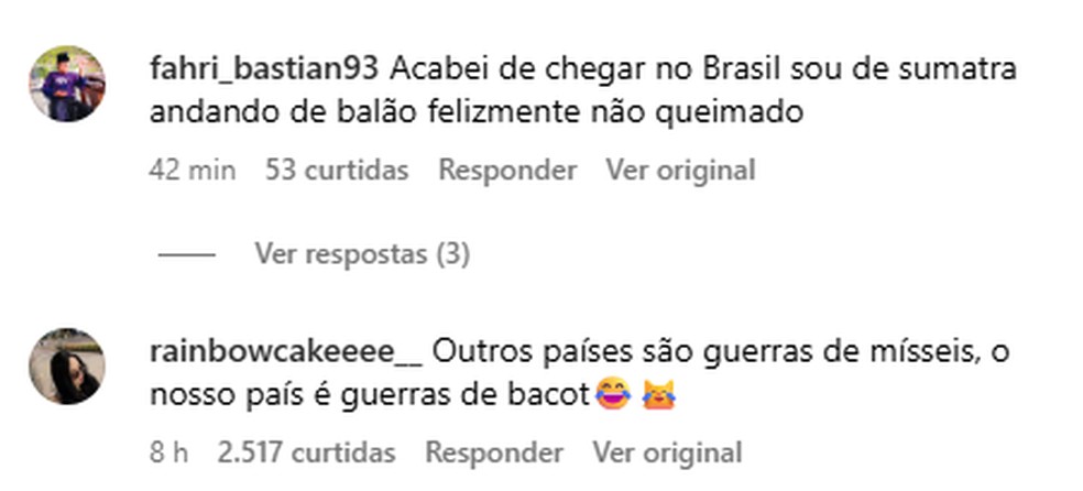 Indonésios 'revidam' ataque de brasileiros nas redes sociais após repercussão da morte de Juliana Marins — Foto: Reprodução
