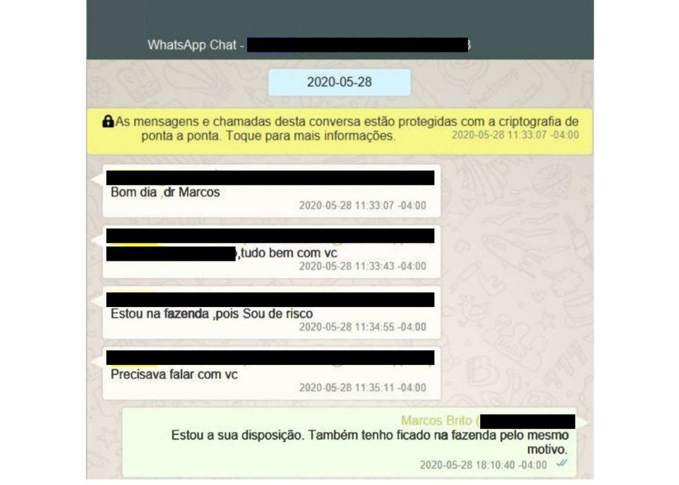 PF obteve troca de mensagens entre pai de pecuarista e desembargador. — Foto: Reprodução