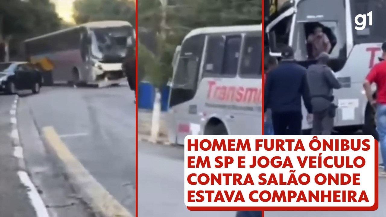 VÍDEO: homem furta ônibus em SP e joga veículo contra salão de festas onde esposa estava