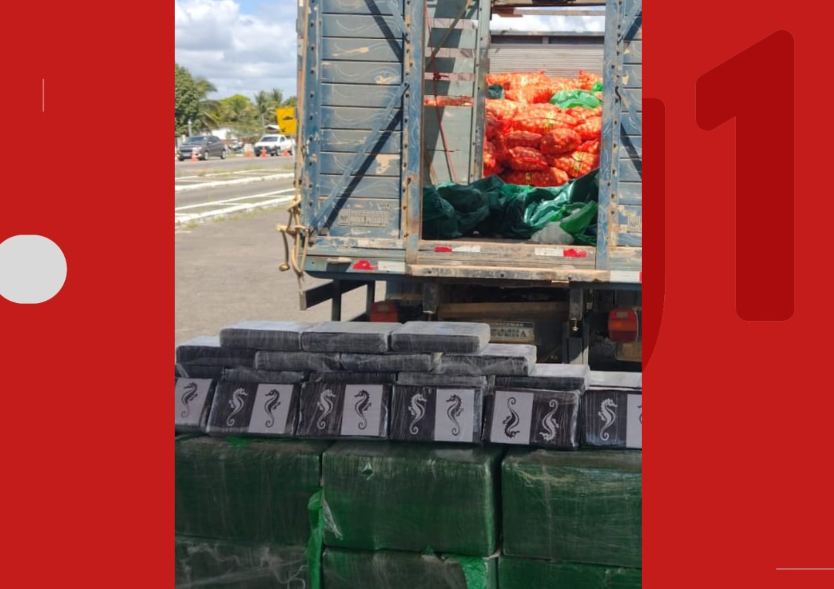Motorista é preso suspeito de transportar cerca de 500 kg de cocaína em caminhão carregado de cebolas no interior da Bahia