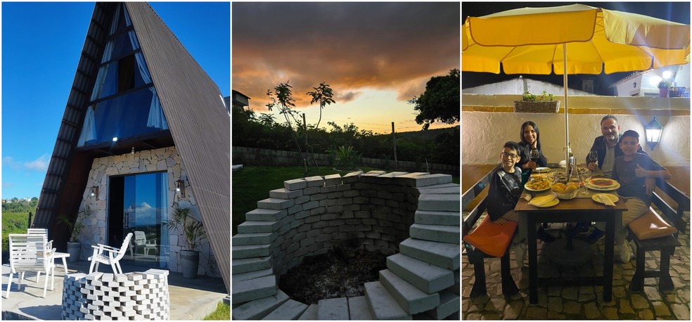 Domingos Neto com a família no Chalet de la Colline em Bananeiras, na Paraíba. — Foto: Arquivo Pessoal