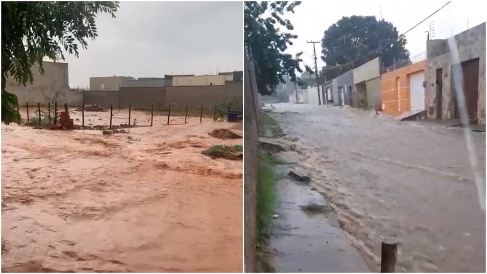 Em Juazeiro do Norte, forte chuva gerou enxurrada pelas ruas — Foto: Arquivo pessoal