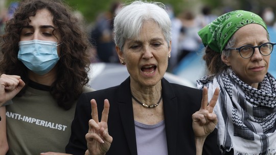 Candidata à presidência dos EUA é presa em protesto pró-Palestina - Foto: (Christine Tannous/St. Louis Post-Dispatch via AP)
