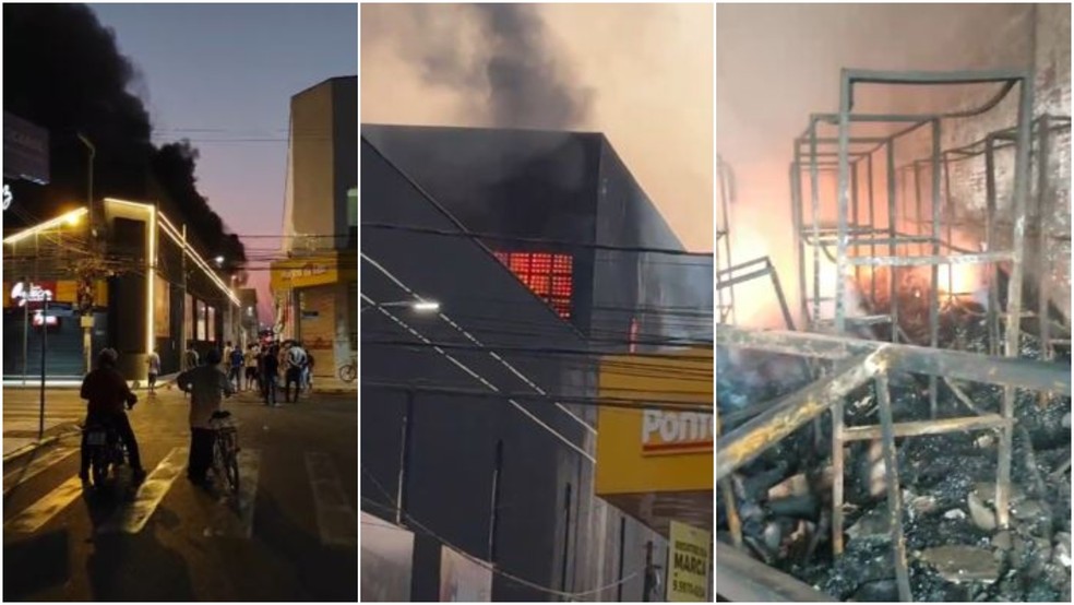 Loja de calçados teve estoque destruído por incêndio em Iguatu. — Foto: Reprodução