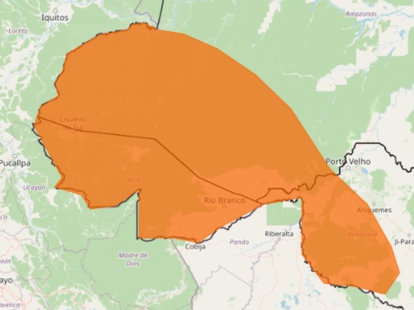 Em meio às fortes chuvas nesta sexta-feira (26), Inmet emite alerta laranja para todo o Acre